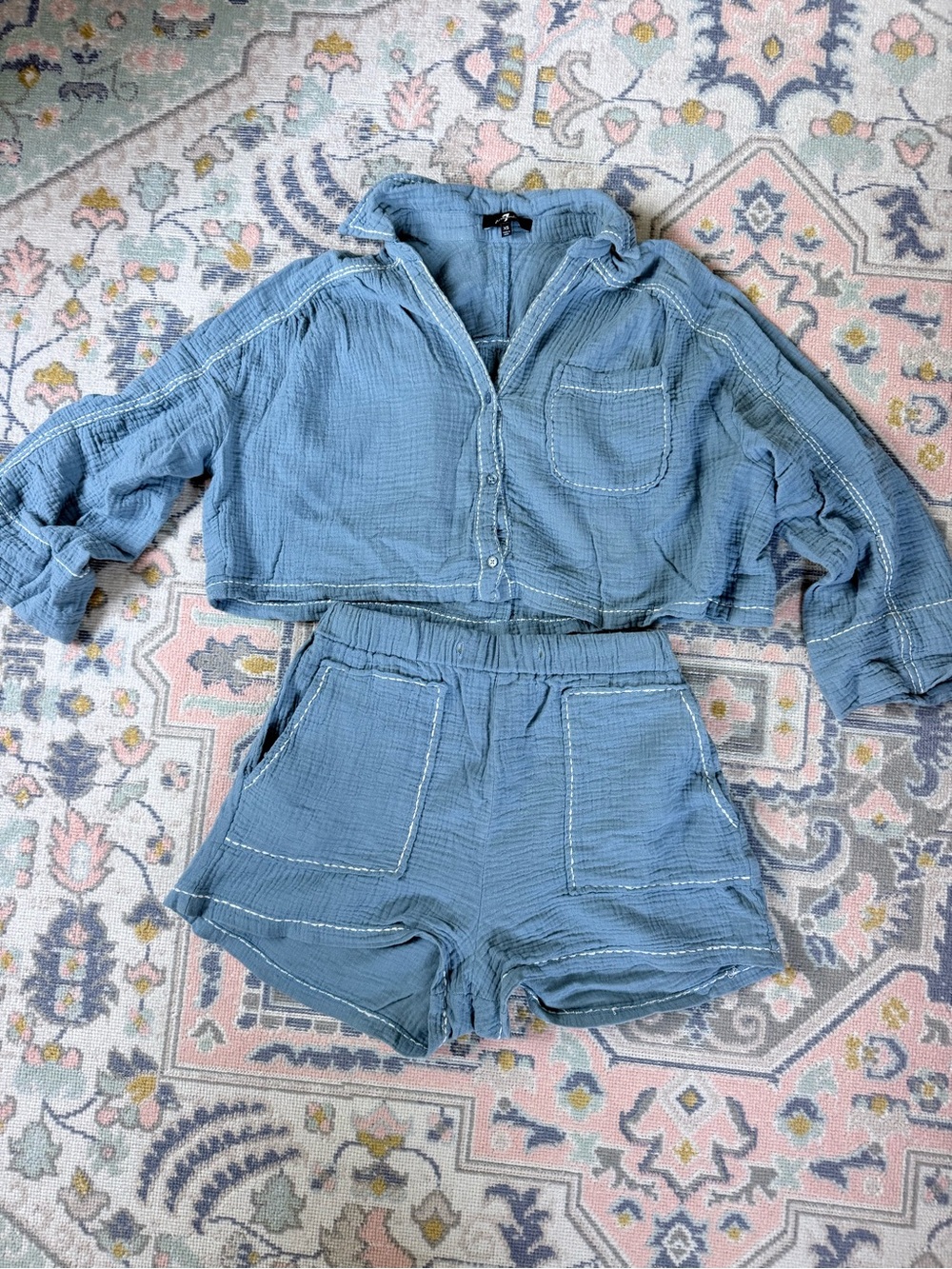 Blue Two-Piece Lounge Set